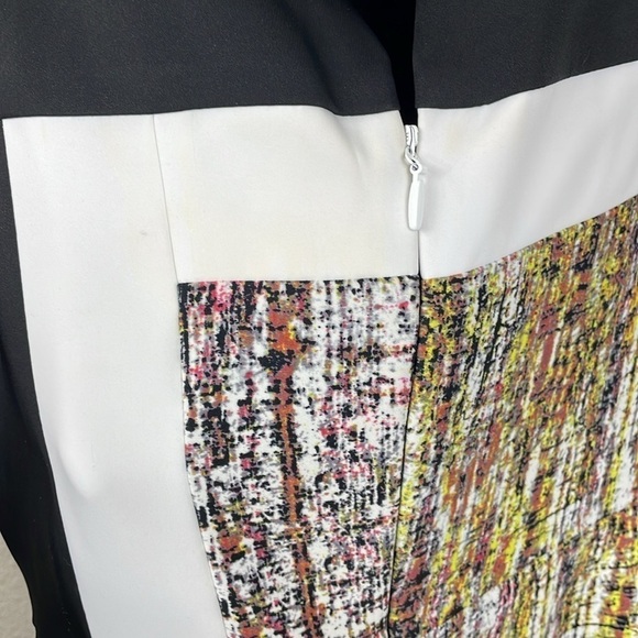 BCBGMaxAzria Alessandra Peplum Abstract Mini Dress Black Multi Sleeveless Sz 8 - Picture 16 of 16
